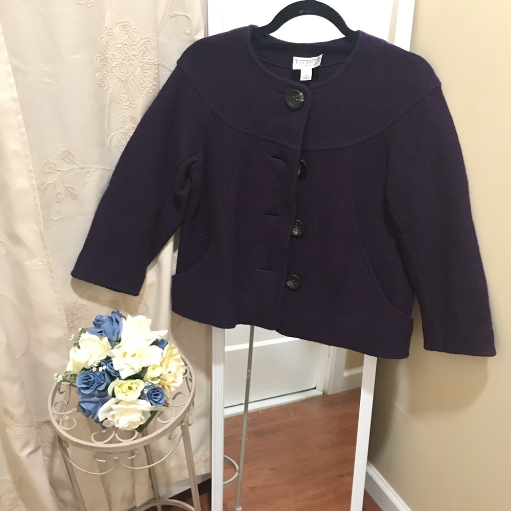Talbots Collection Wool Purple Jacket Size: M